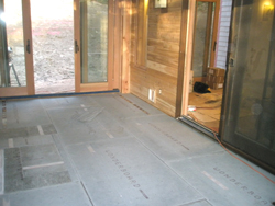 Cement board on the floor of the 'Bug Room'